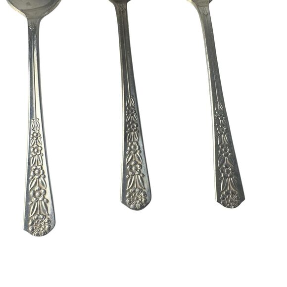 Set Of 3 Meridian Silver Plate Co. Dessert Teaspoon Spoon Vintage - Picture 4 of 15